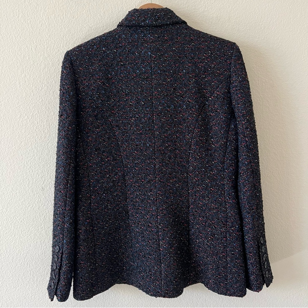 L'AGENCE Ashlyn Navy Multi-Color Textured Tweed Double Breasted Blazer 2 NWT - Picture 10 of 16